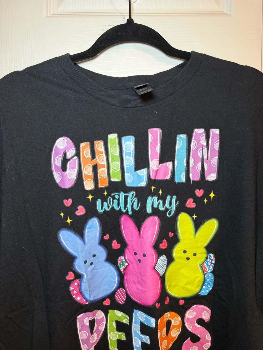 Gildan Heavy Cotton Chillin With My Peeps Easter Bunny Graphic T-Shirt